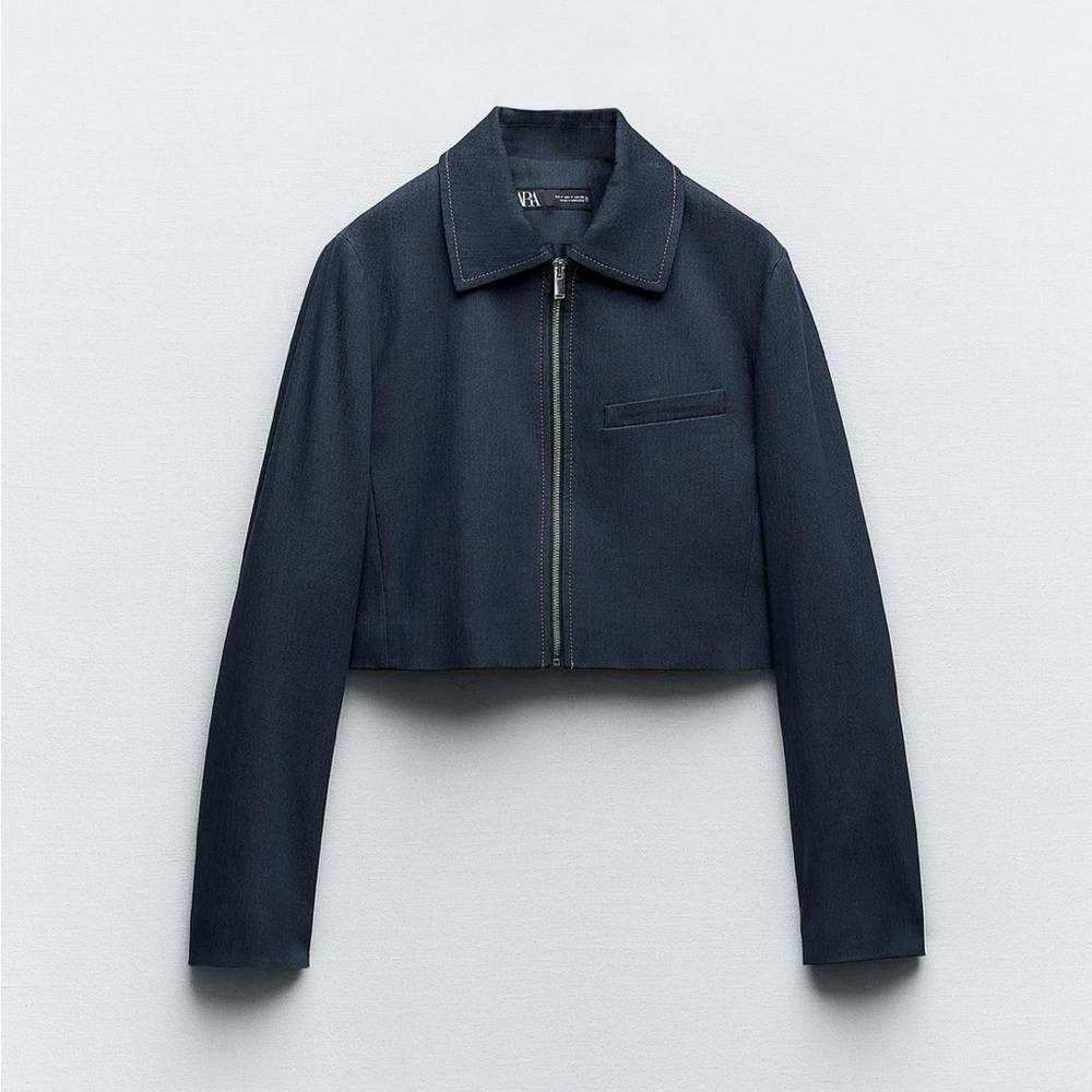 Zara Topstitch Cropped Jacket